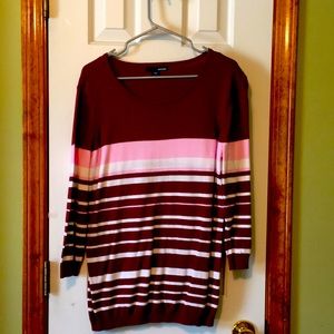 Basic Editions Maroon Striped Sweater
